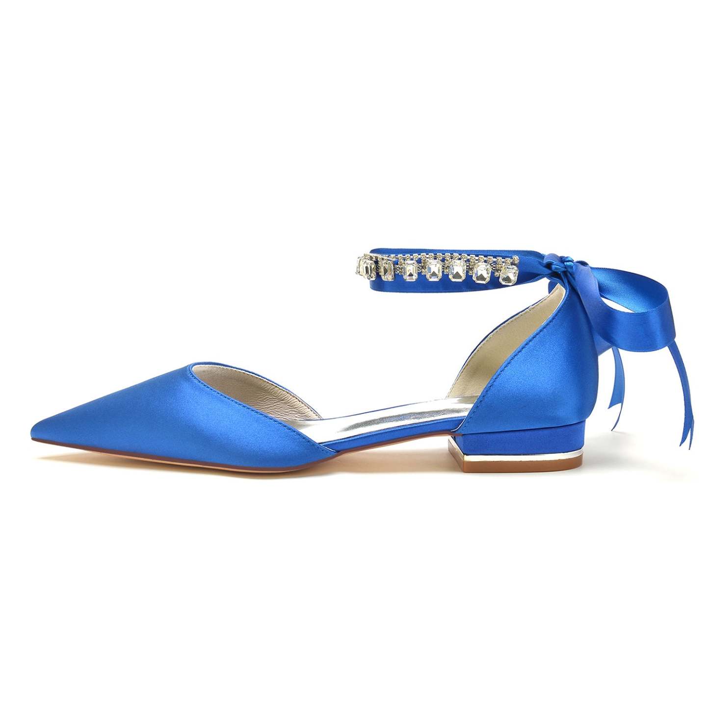 Bridal Shoes for Women with Rhinestone Buckle and Pointed Toe Low Heel