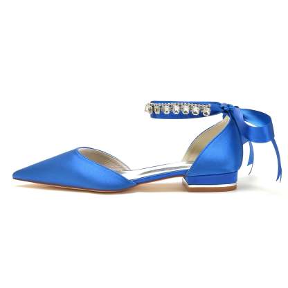 Bridal Shoes for Women with Rhinestone Buckle and Pointed Toe Low Heel