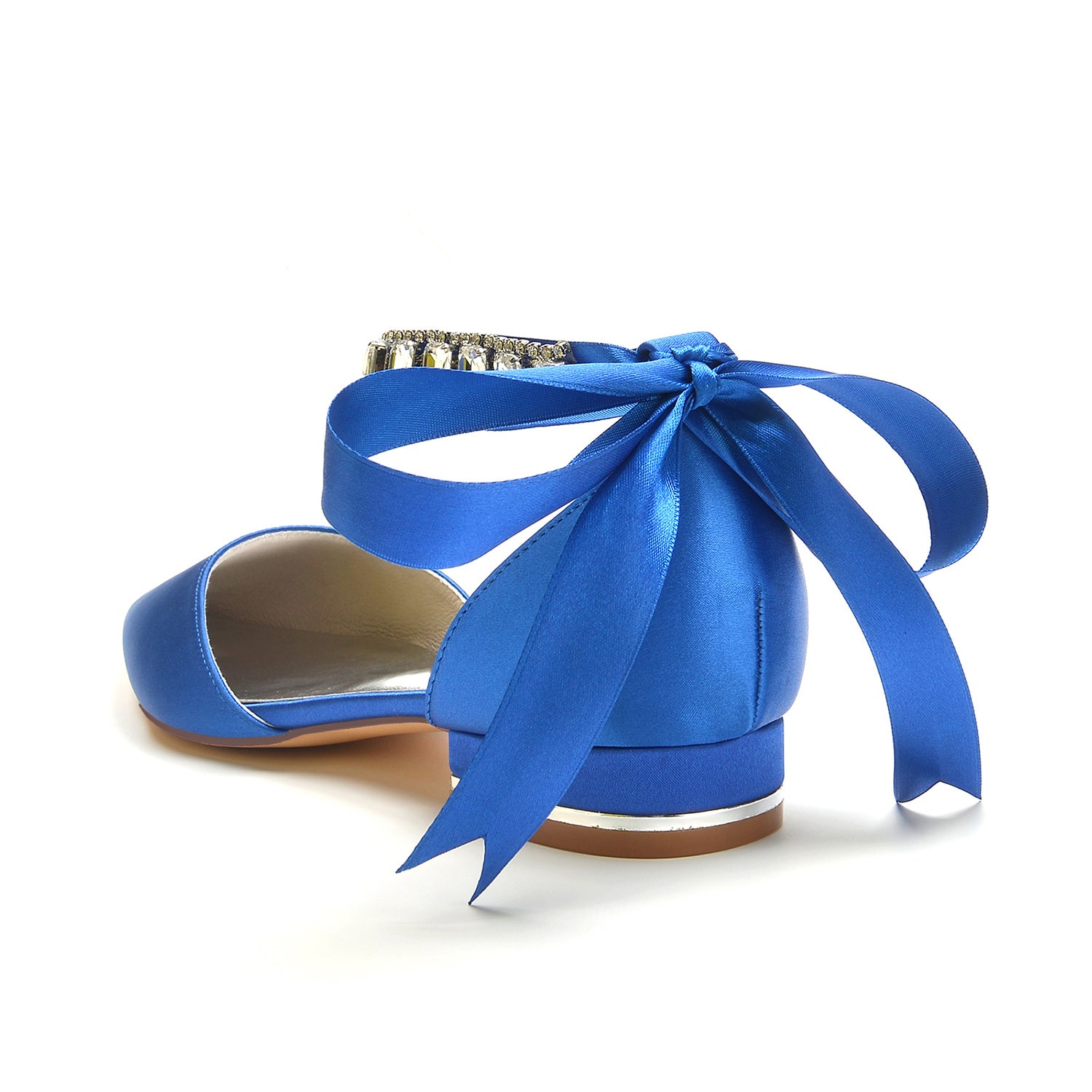 Bridal Shoes for Women with Rhinestone Buckle and Pointed Toe Low Heel