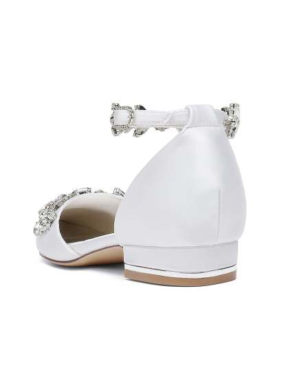 Bridesmaid Shoes for Women with Rhinestones Pointed Toe and Low Heel