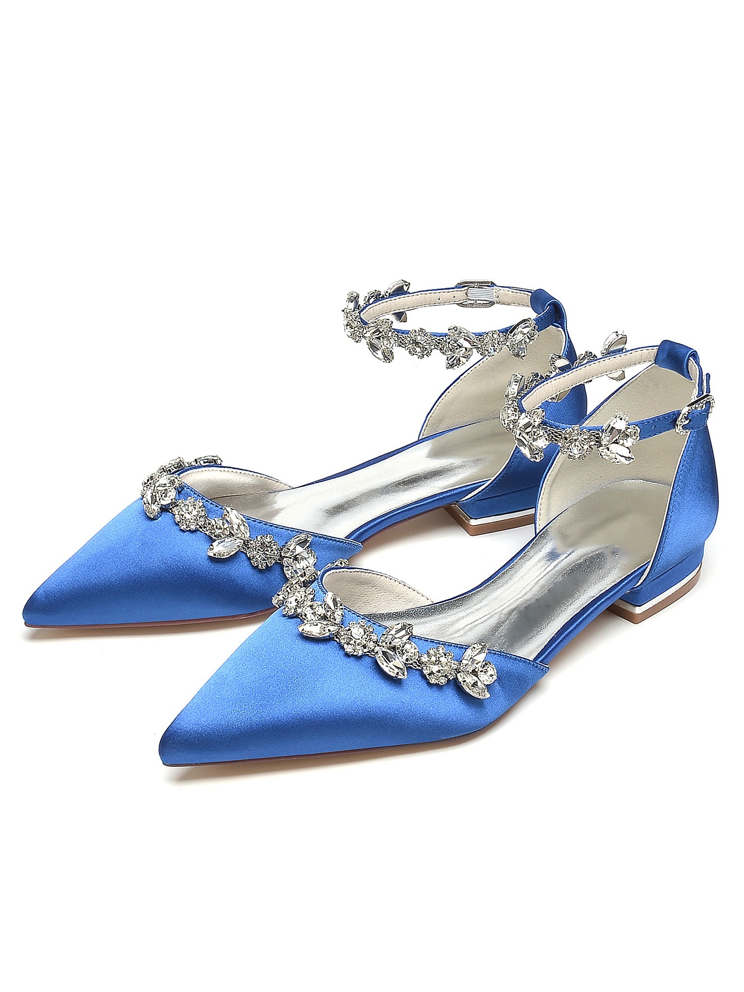 Bridesmaid Shoes for Women with Rhinestones Pointed Toe and Low Heel