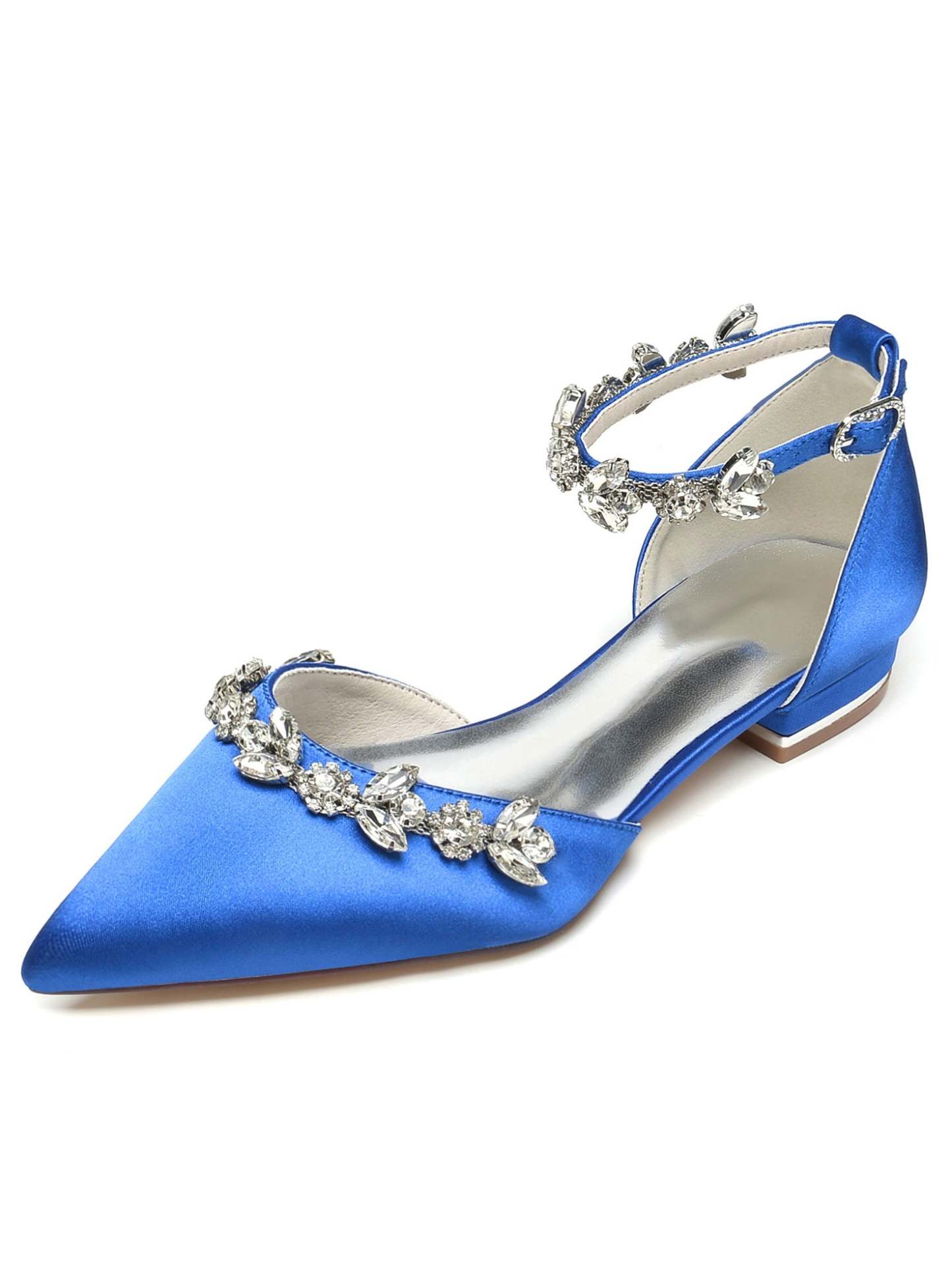 Bridesmaid Shoes for Women with Rhinestones Pointed Toe and Low Heel