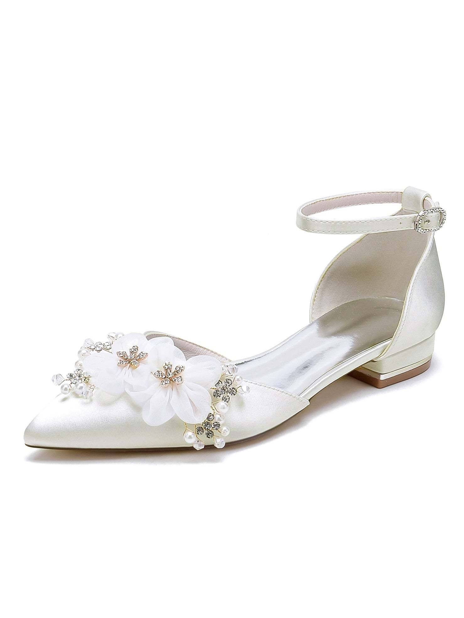 Bridesmaid Shoes for Women with Rhinestone Accents and Pointed Toe