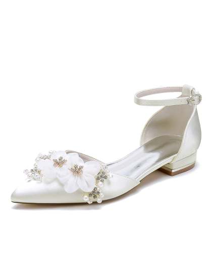 Bridesmaid Shoes for Women with Rhinestone Accents and Pointed Toe