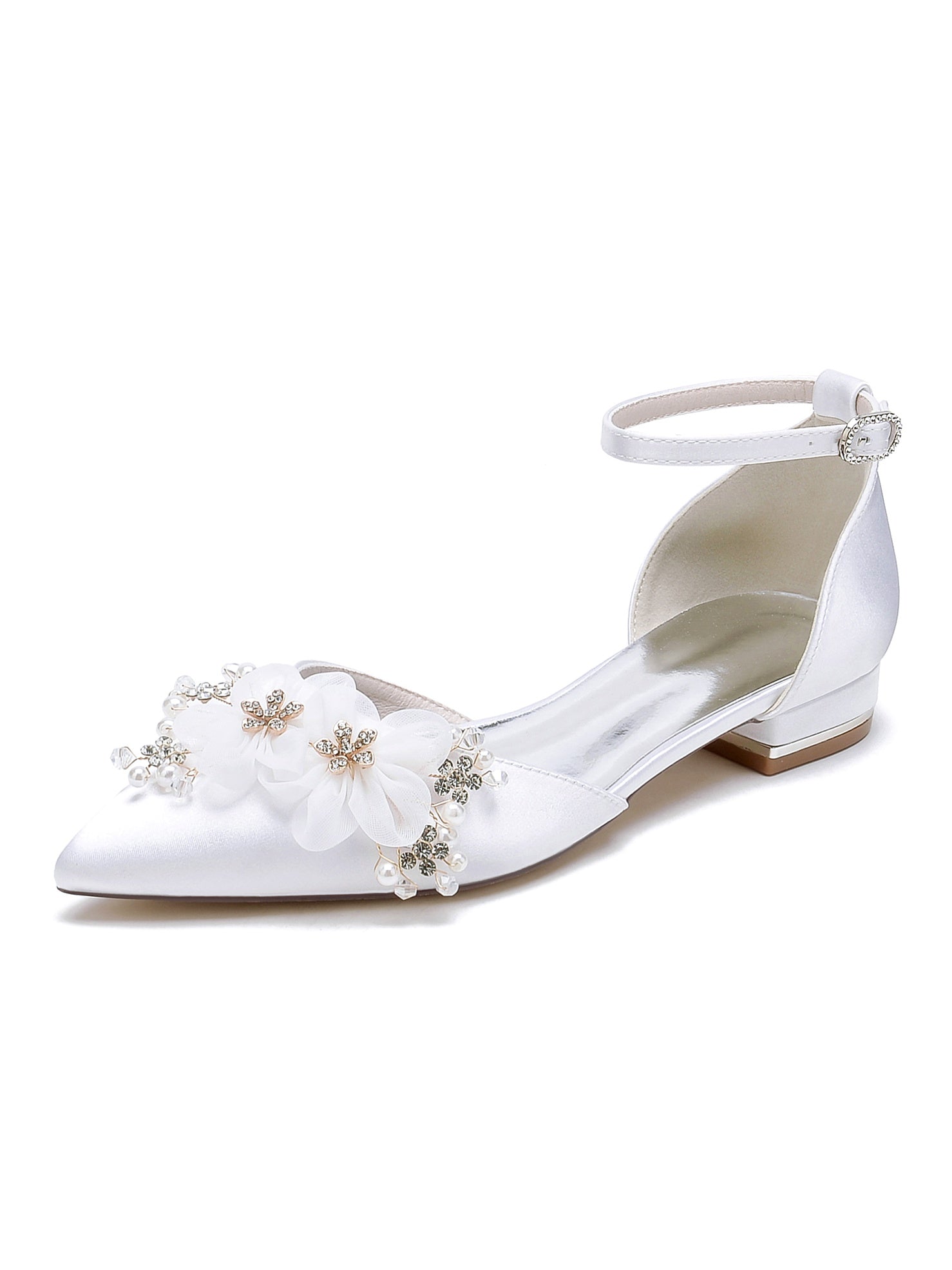 Bridesmaid Shoes for Women with Rhinestone Accents and Pointed Toe