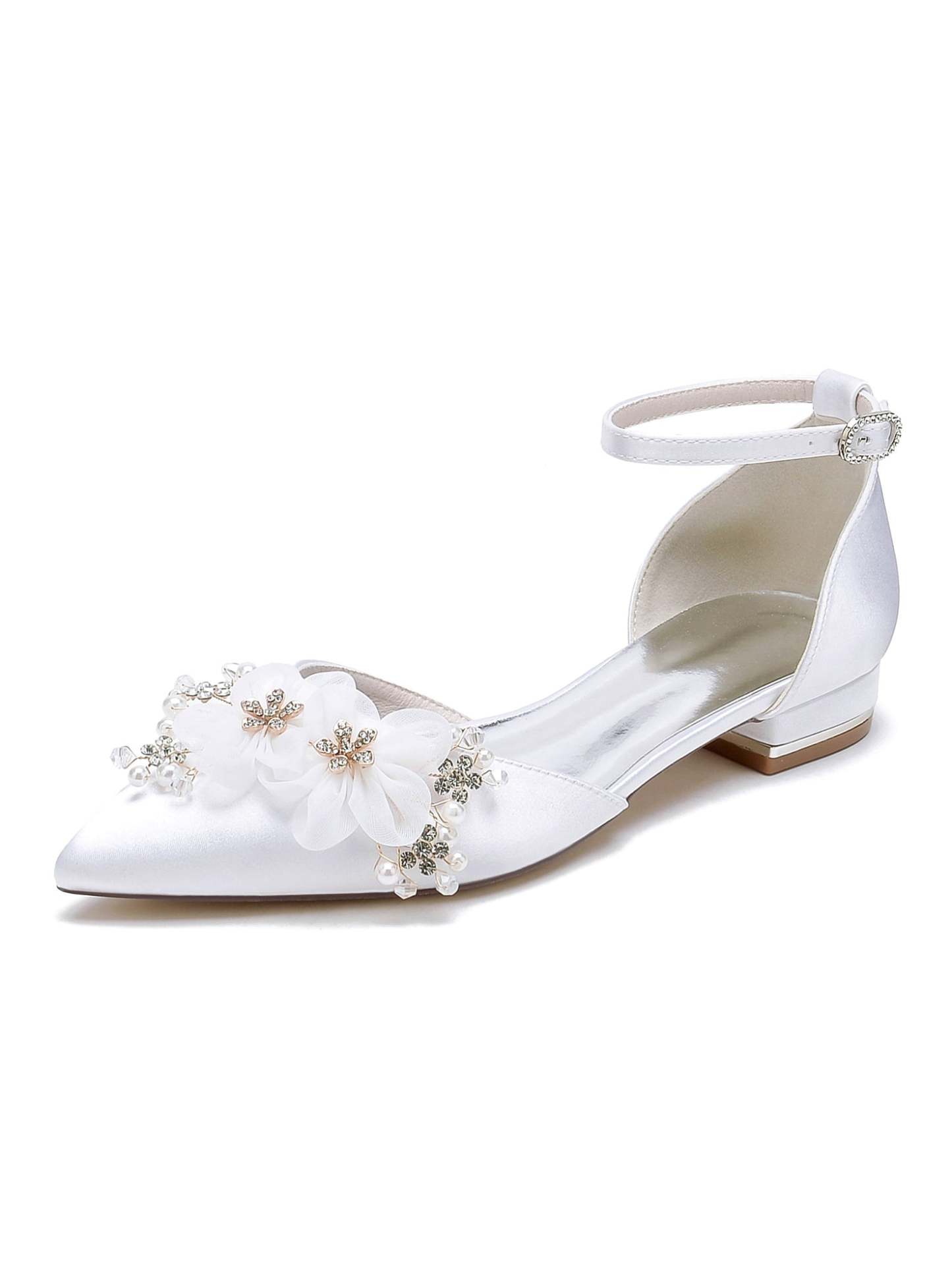Bridesmaid Shoes for Women with Rhinestone Accents and Pointed Toe