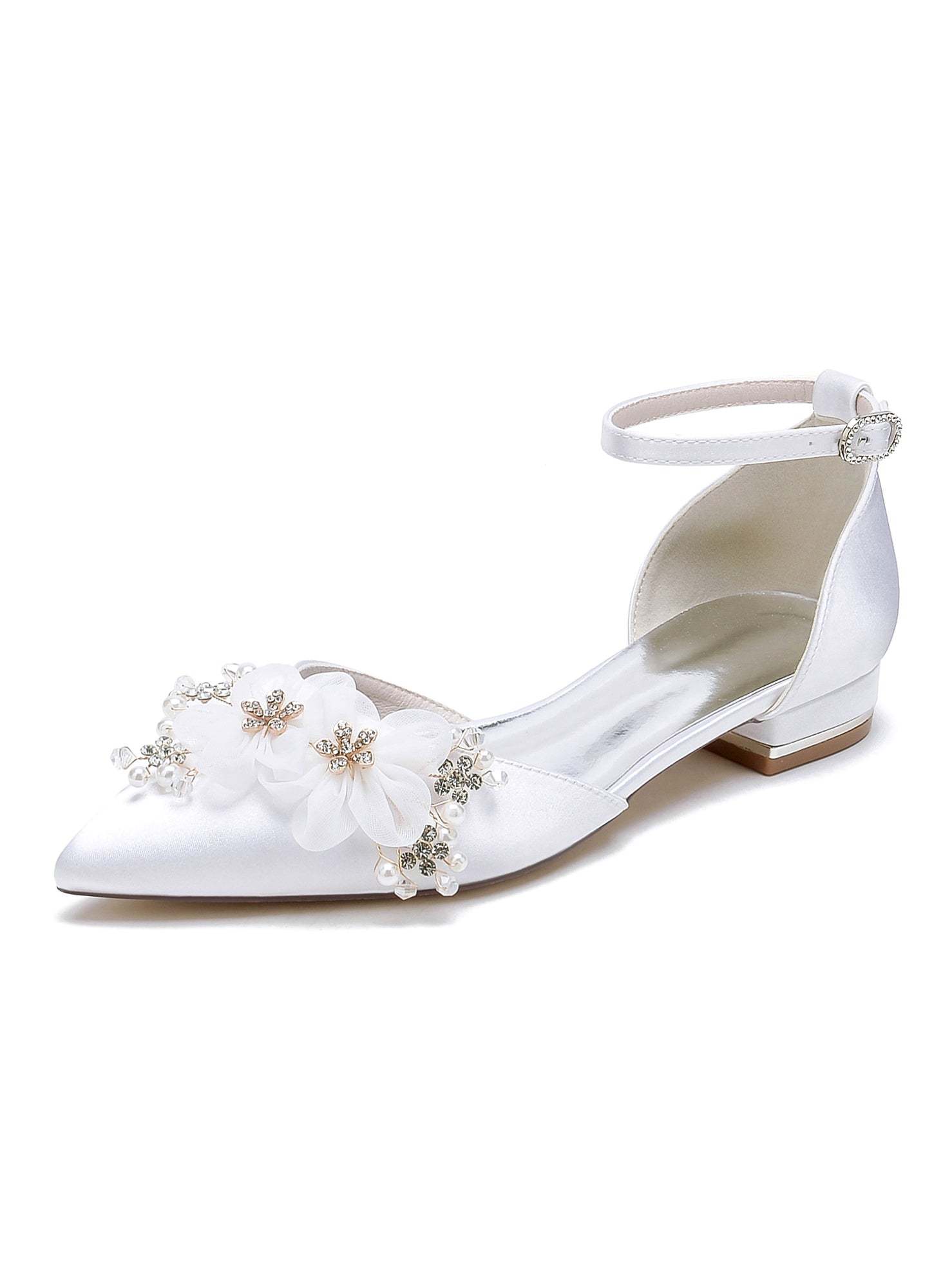 Bridesmaid Shoes for Women with Rhinestone Accents and Pointed Toe