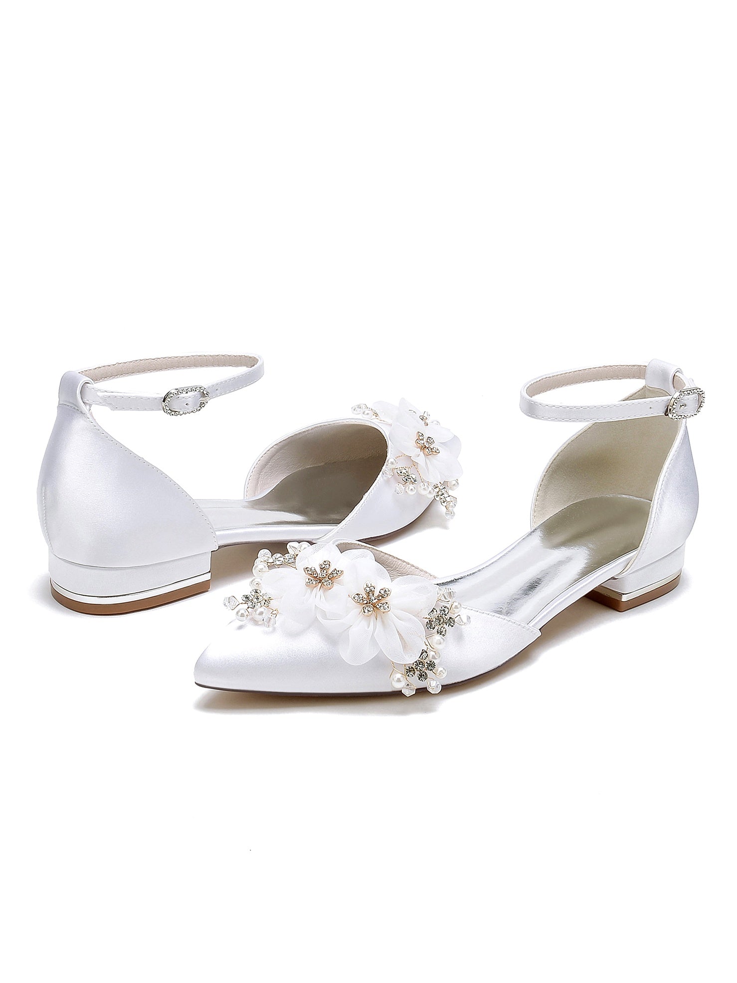 Bridesmaid Shoes for Women with Rhinestone Accents and Pointed Toe
