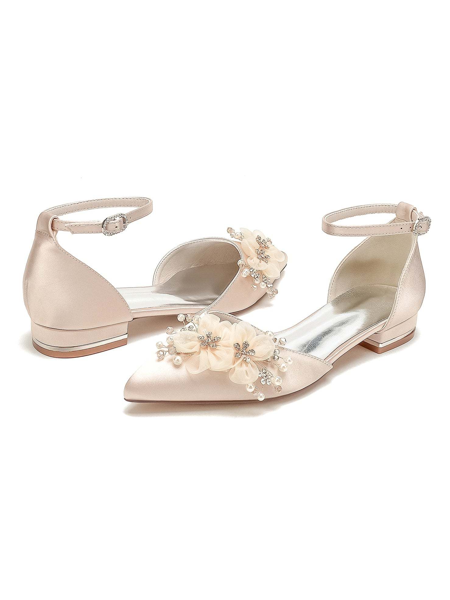 Bridesmaid Shoes for Women with Rhinestone Accents and Pointed Toe
