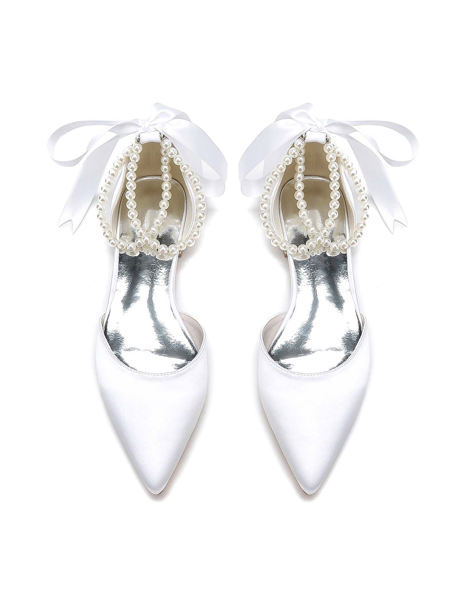 Beaded Low-Heel Bridesmaid Shoes with Pointed Toe for Women