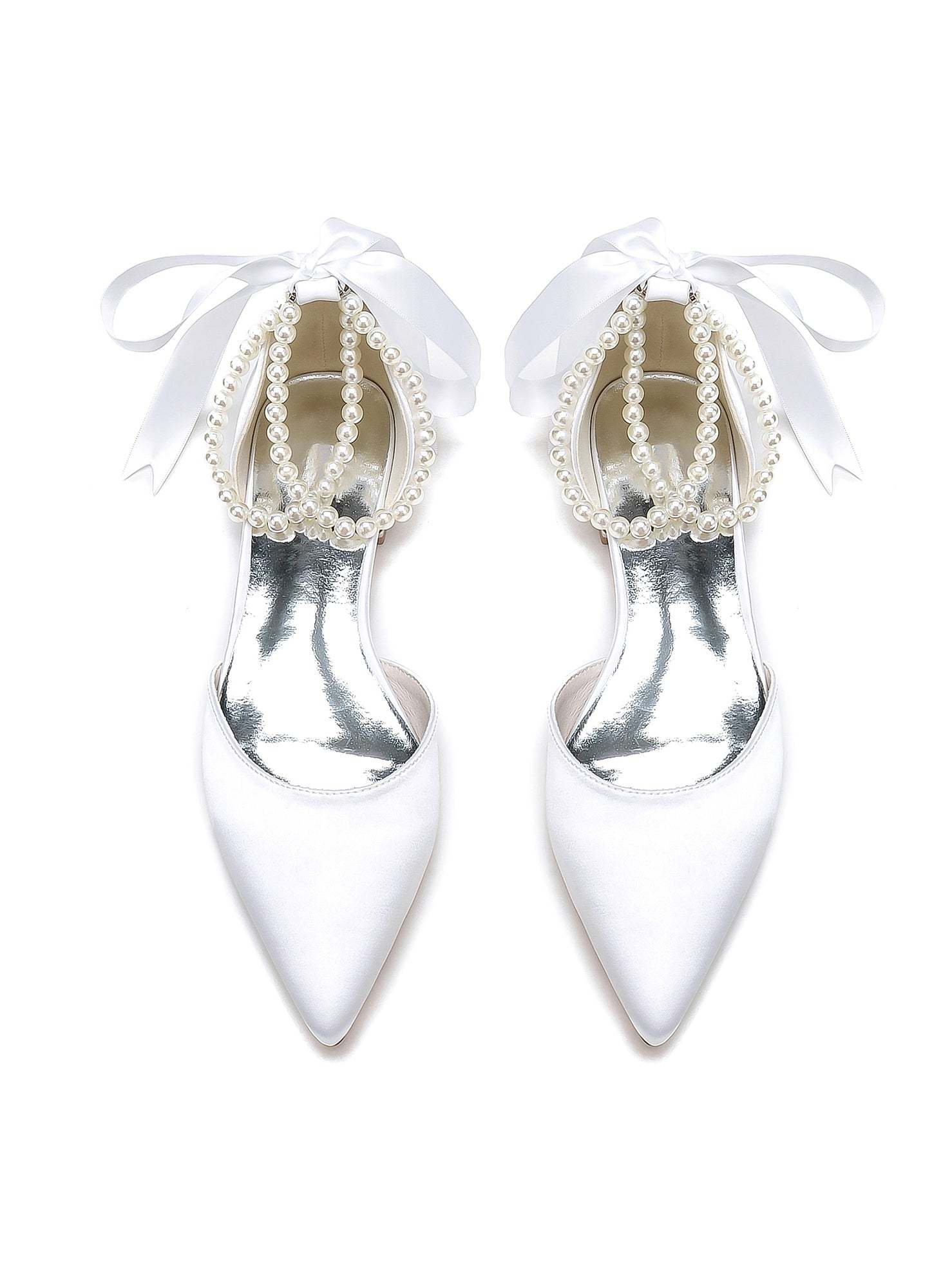 Beaded Low-Heel Bridesmaid Shoes with Pointed Toe for Women