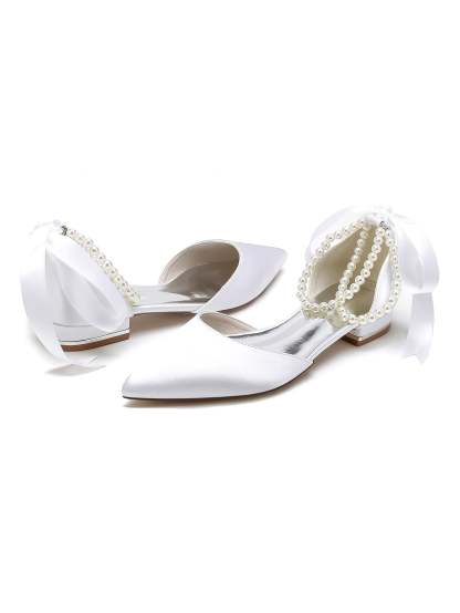 Beaded Low-Heel Bridesmaid Shoes with Pointed Toe for Women