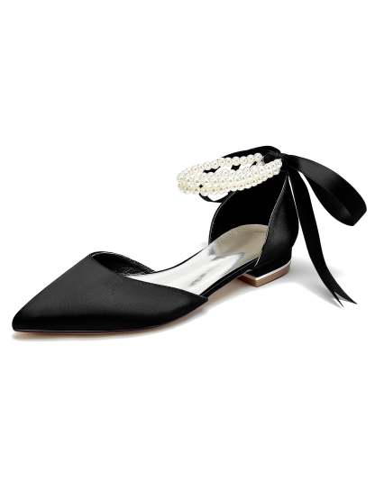 Beaded Low-Heel Bridesmaid Shoes with Pointed Toe for Women