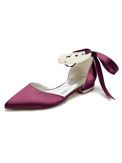 Beaded Low-Heel Bridesmaid Shoes with Pointed Toe for Women