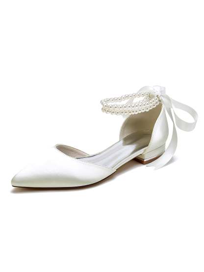 Beaded Low-Heel Bridesmaid Shoes with Pointed Toe for Women