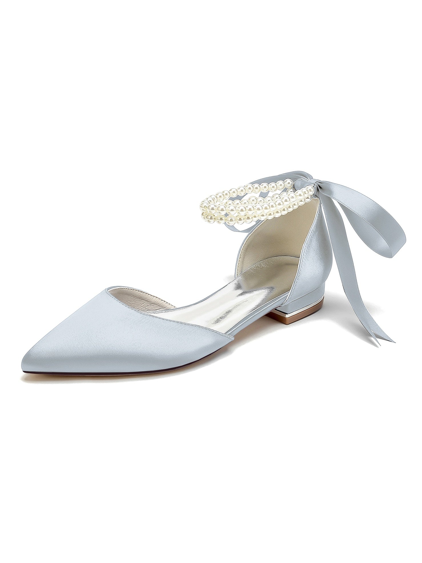 Beaded Low-Heel Bridesmaid Shoes with Pointed Toe for Women