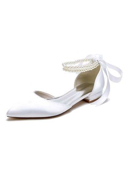 Beaded Low-Heel Bridesmaid Shoes with Pointed Toe for Women
