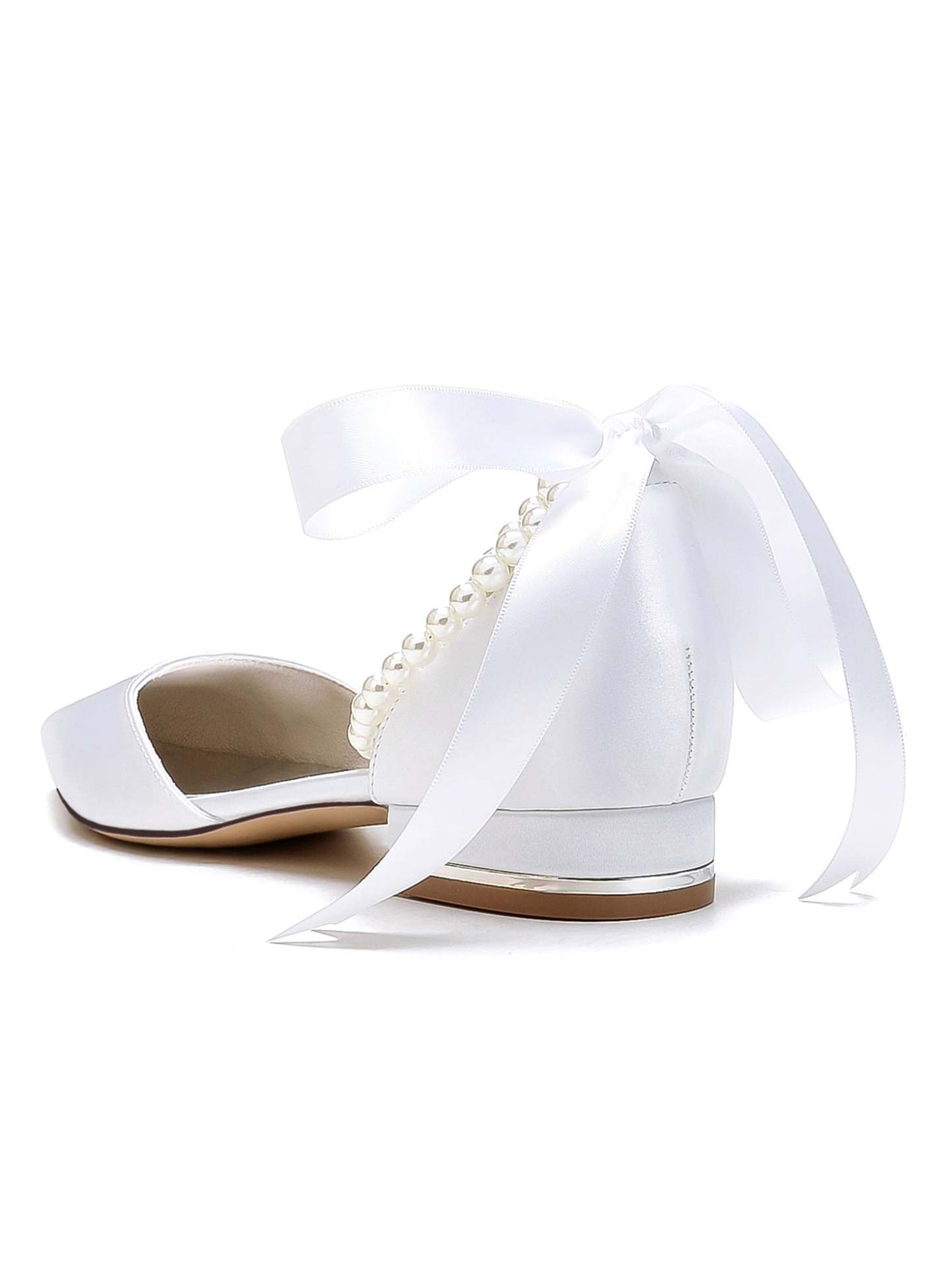 Beaded Low-Heel Bridesmaid Shoes with Pointed Toe for Women