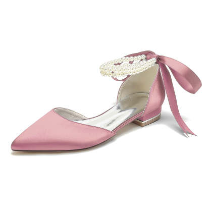 Beaded Low-Heel Bridesmaid Shoes with Pointed Toe for Women