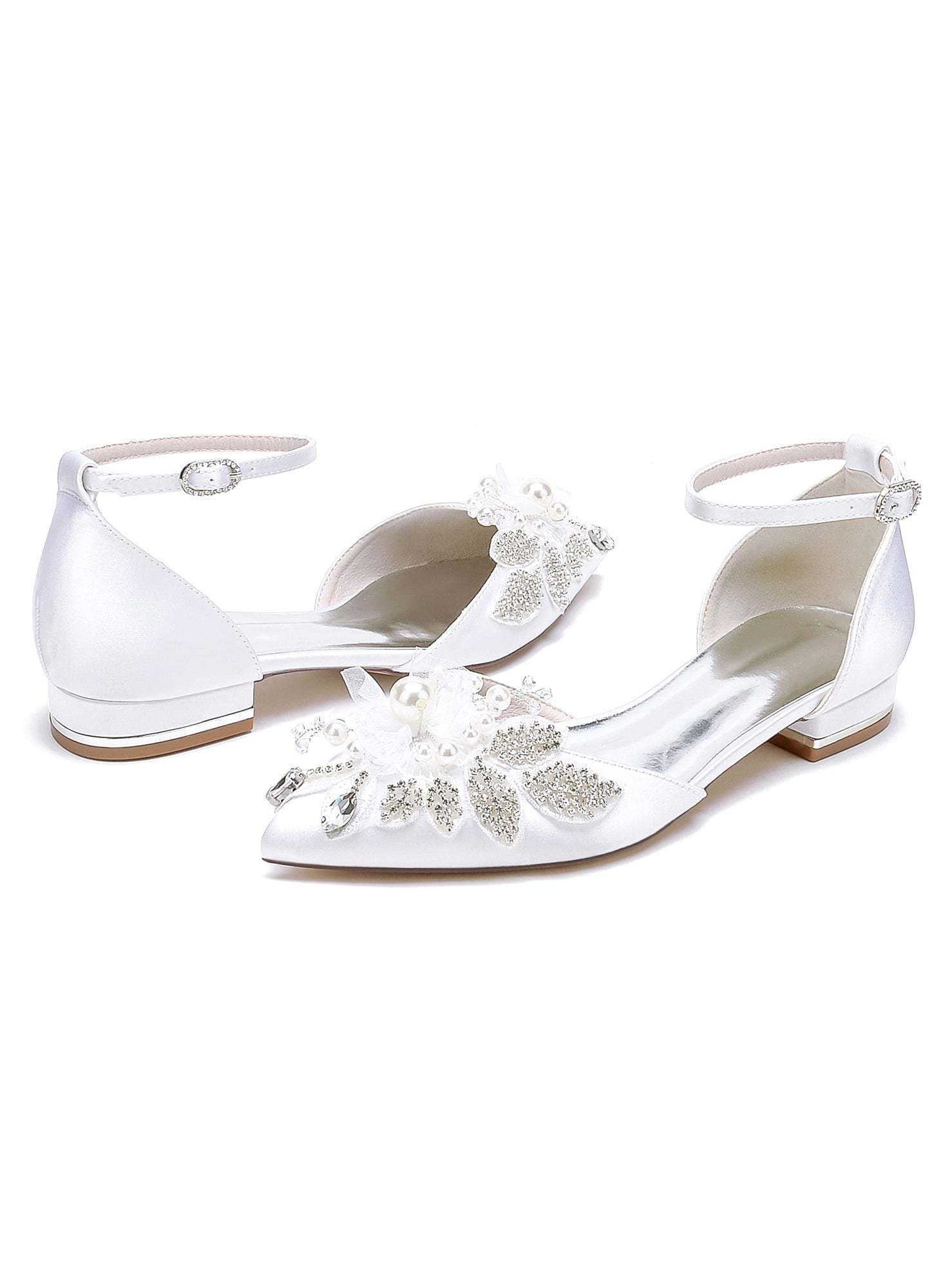 Bridesmaid Shoes for Women with Rhinestones Low Heel and Open Toe