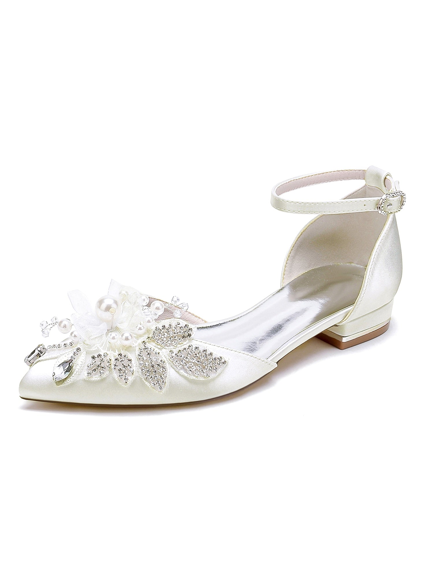 Bridesmaid Shoes for Women with Rhinestones Low Heel and Open Toe