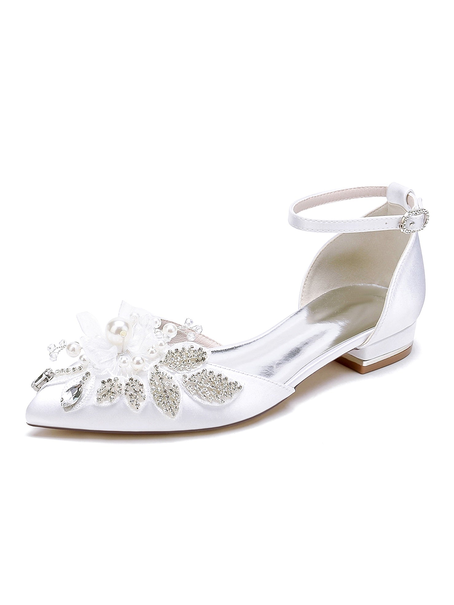 Bridesmaid Shoes for Women with Rhinestones Low Heel and Open Toe
