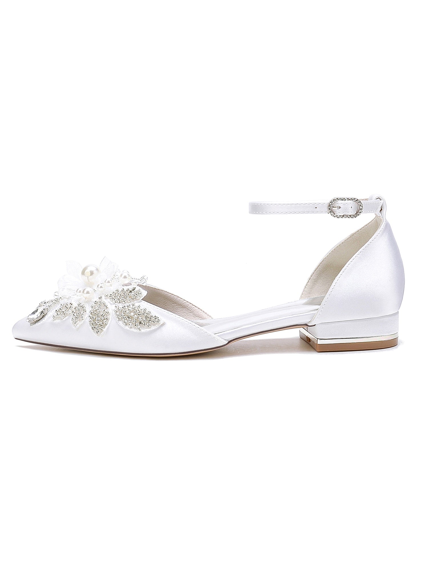 Bridesmaid Shoes for Women with Rhinestones Low Heel and Open Toe