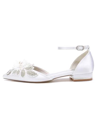 Bridesmaid Shoes for Women with Rhinestones Low Heel and Open Toe