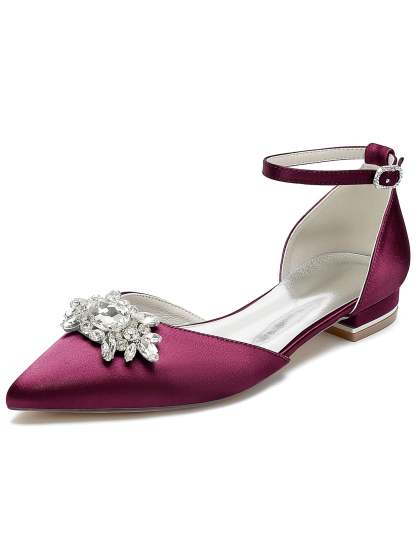 Bridesmaid Shoes for Women with Rhinestones Pointed Toe and Low Heel