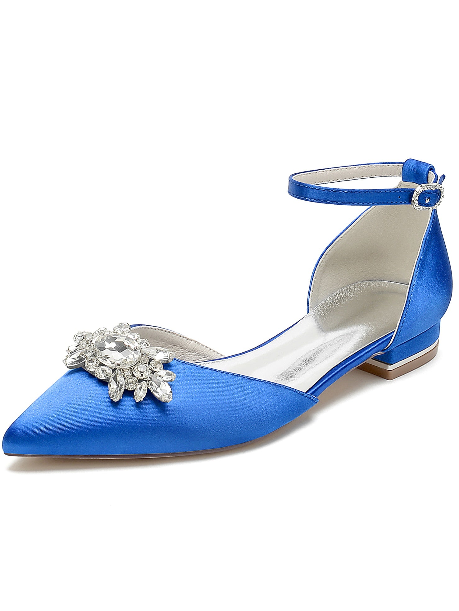 Bridesmaid Shoes for Women with Rhinestones Pointed Toe and Low Heel