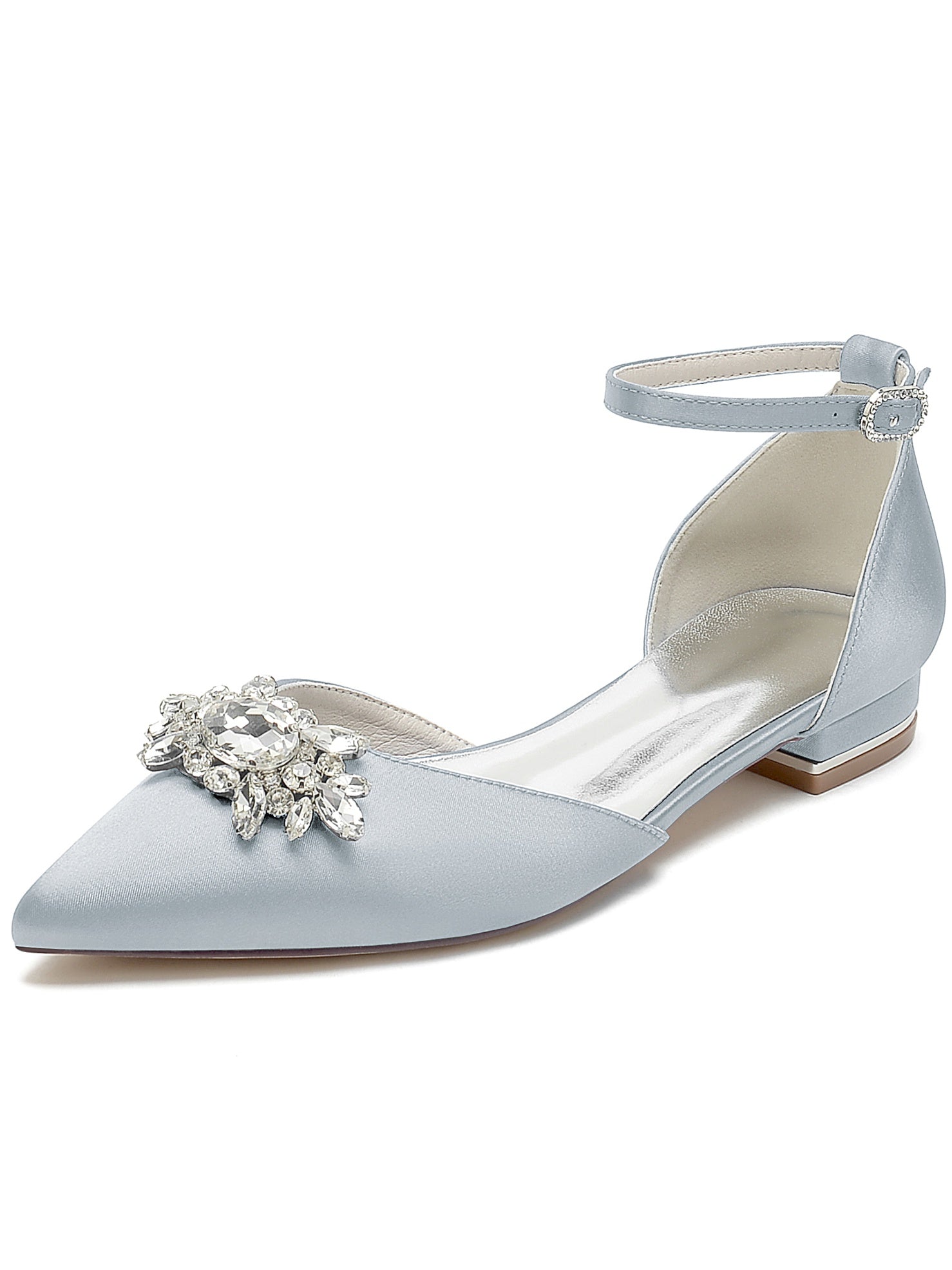 Bridesmaid Shoes for Women with Rhinestones Pointed Toe and Low Heel