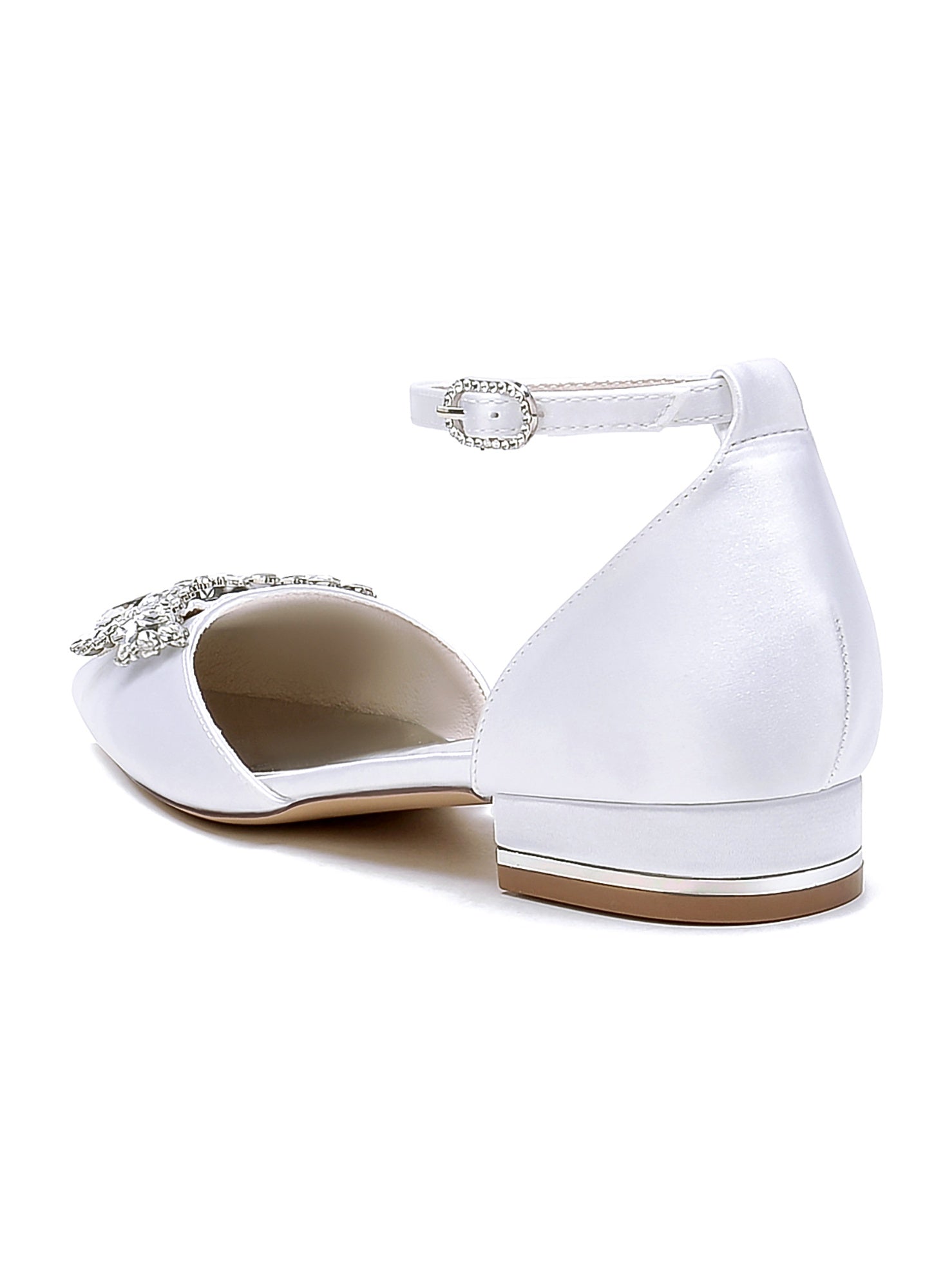 Bridesmaid Shoes for Women with Rhinestones Low Heel and Pointed Toe
