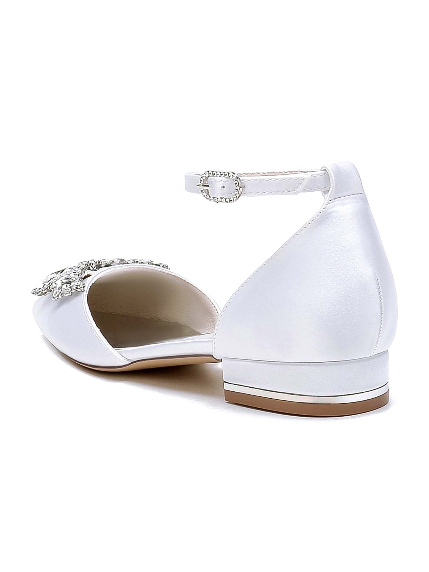 Bridesmaid Shoes for Women with Rhinestones Low Heel and Pointed Toe