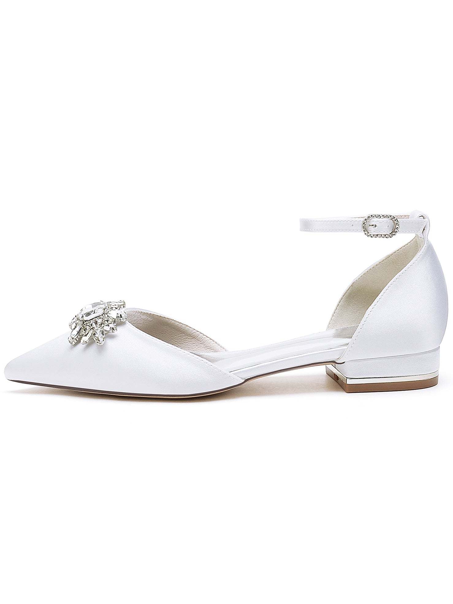 Bridesmaid Shoes for Women with Rhinestones Pointed Toe and Low Heel