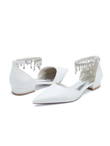 Bridesmaid Shoes for Women with Rhinestones Low Heel and Pointed Toe