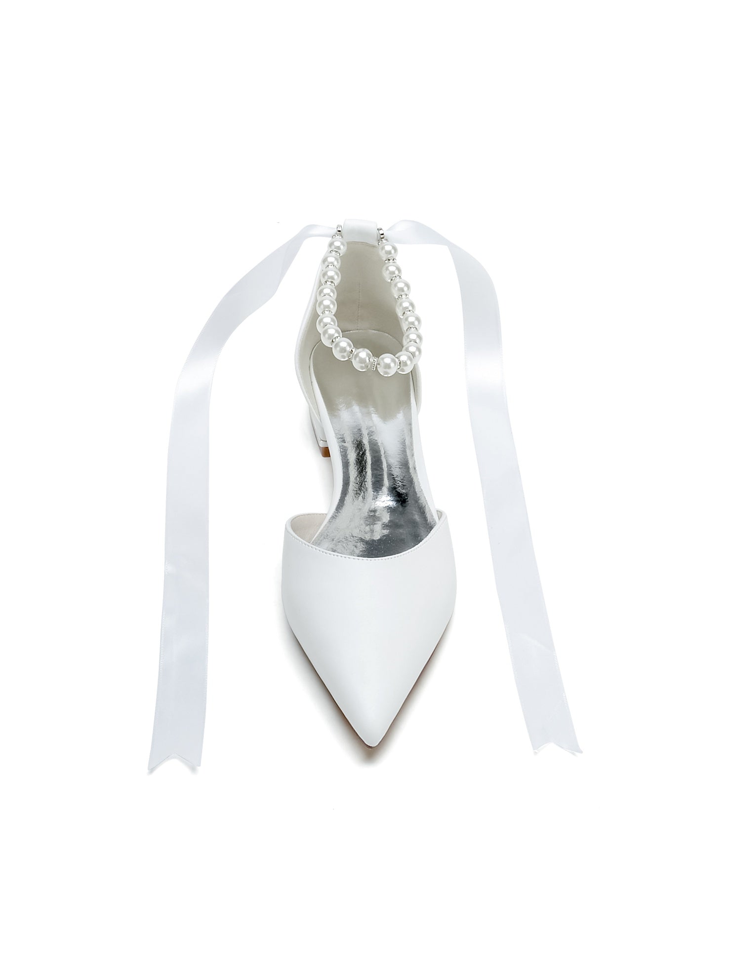 Beaded Low-Heel Pointed Toe Wedding Shoes for Women