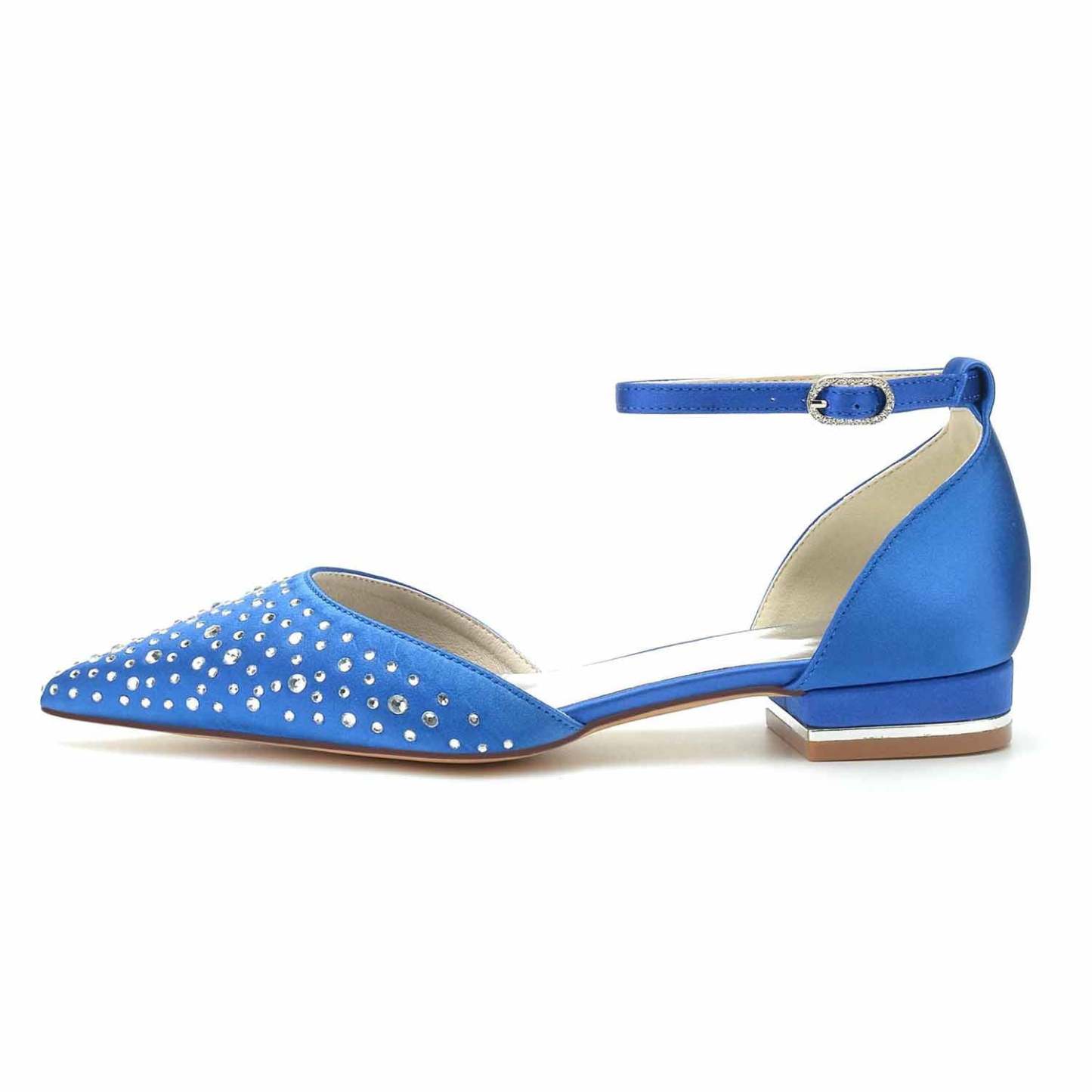 Bridal Shoes for Women with Mini Crystal Buckle and Pointed Toe
