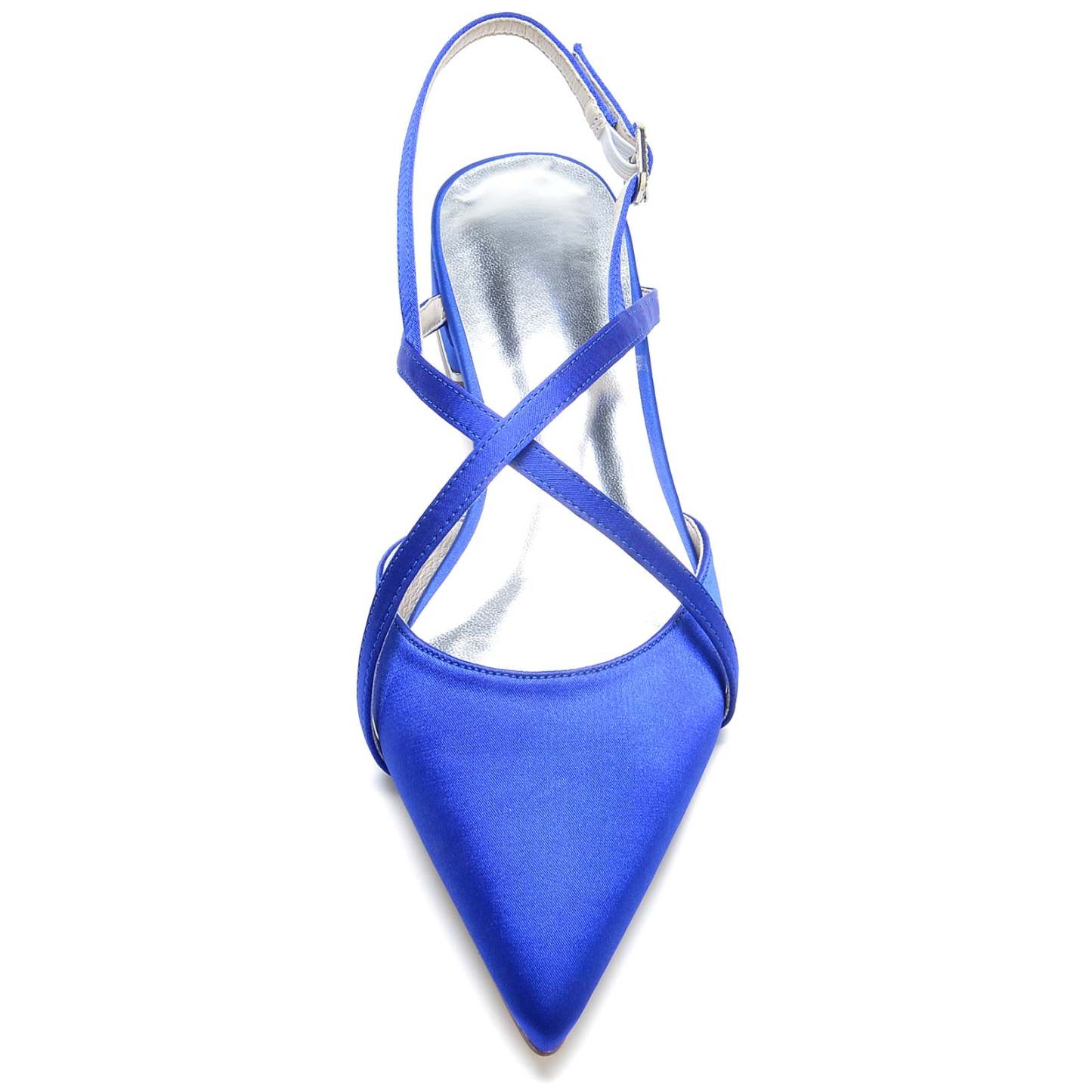Bridal Shoes for Women with Silk Satin Low Heel and Crossed Ankle Strap