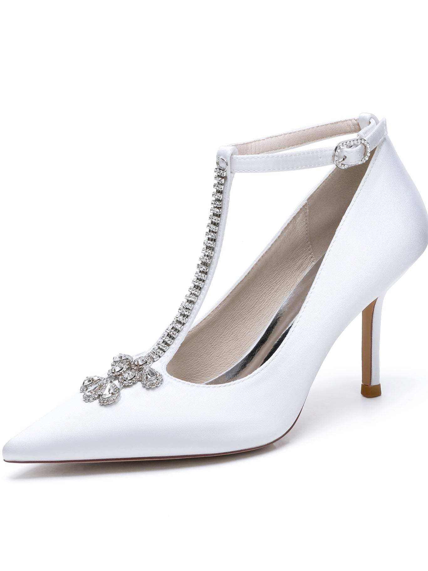 Bridesmaid Shoes for Women with Rhinestone Stiletto Heel and Pointed Toe