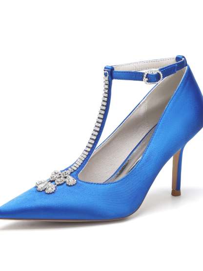 Bridesmaid Shoes for Women with Rhinestone Stiletto Heel and Pointed Toe