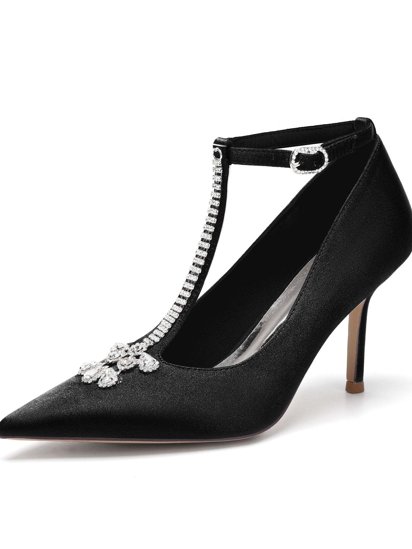 Bridesmaid Shoes for Women with Rhinestone Stiletto Heel and Pointed Toe