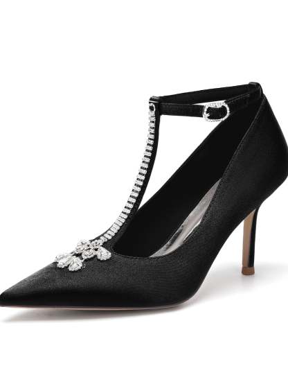 Bridesmaid Shoes for Women with Rhinestone Stiletto Heel and Pointed Toe