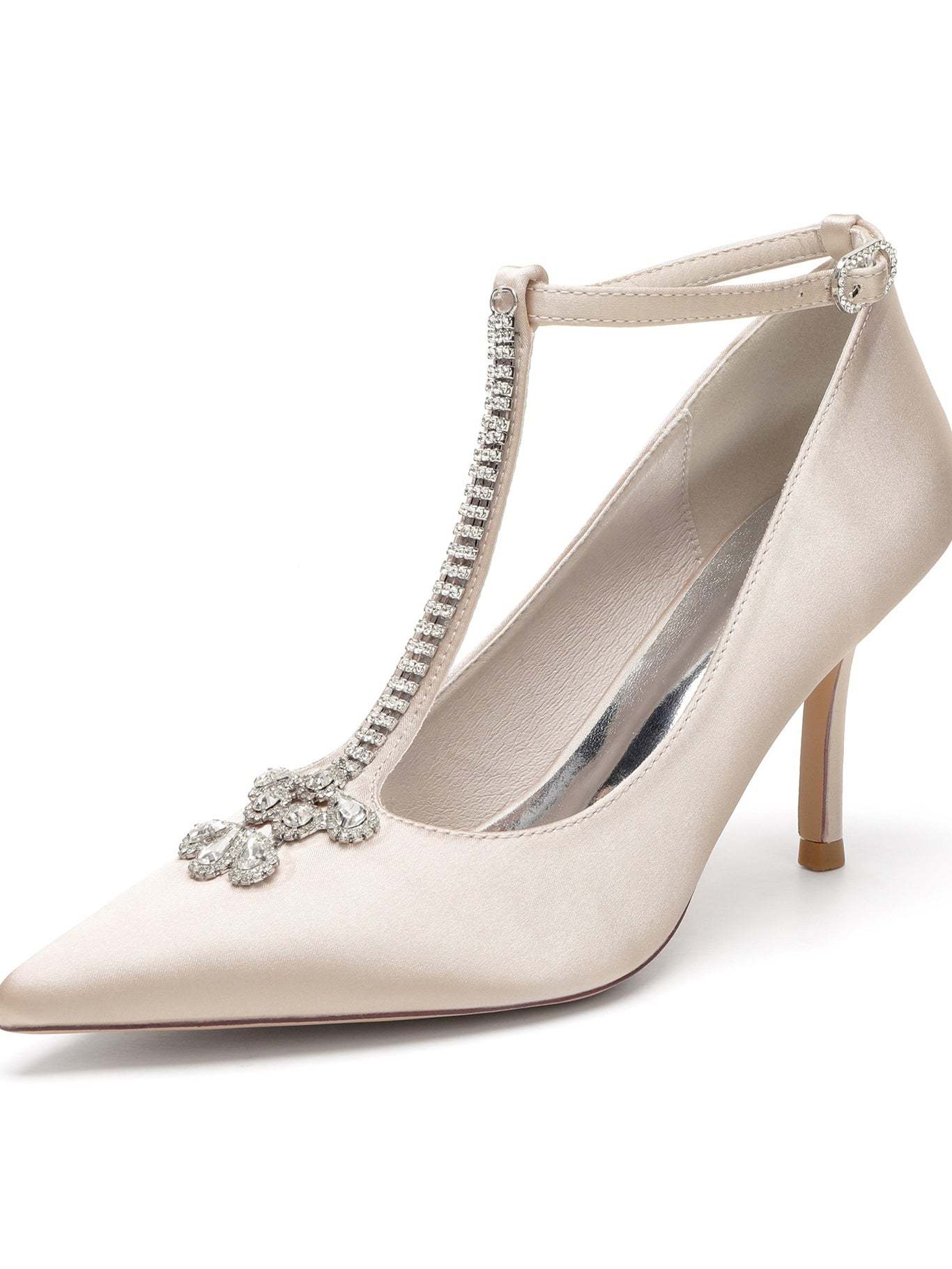 Bridesmaid Shoes for Women with Rhinestone Stiletto Heel and Pointed Toe