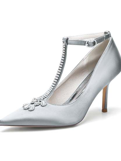 Bridesmaid Shoes for Women with Rhinestone Stiletto Heel and Pointed Toe