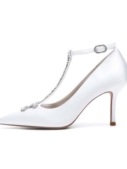 Bridesmaid Shoes for Women with Rhinestone Stiletto Heel and Pointed Toe