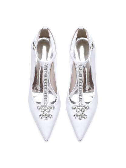 Bridesmaid Shoes for Women with Rhinestone Stiletto Heel and Pointed Toe