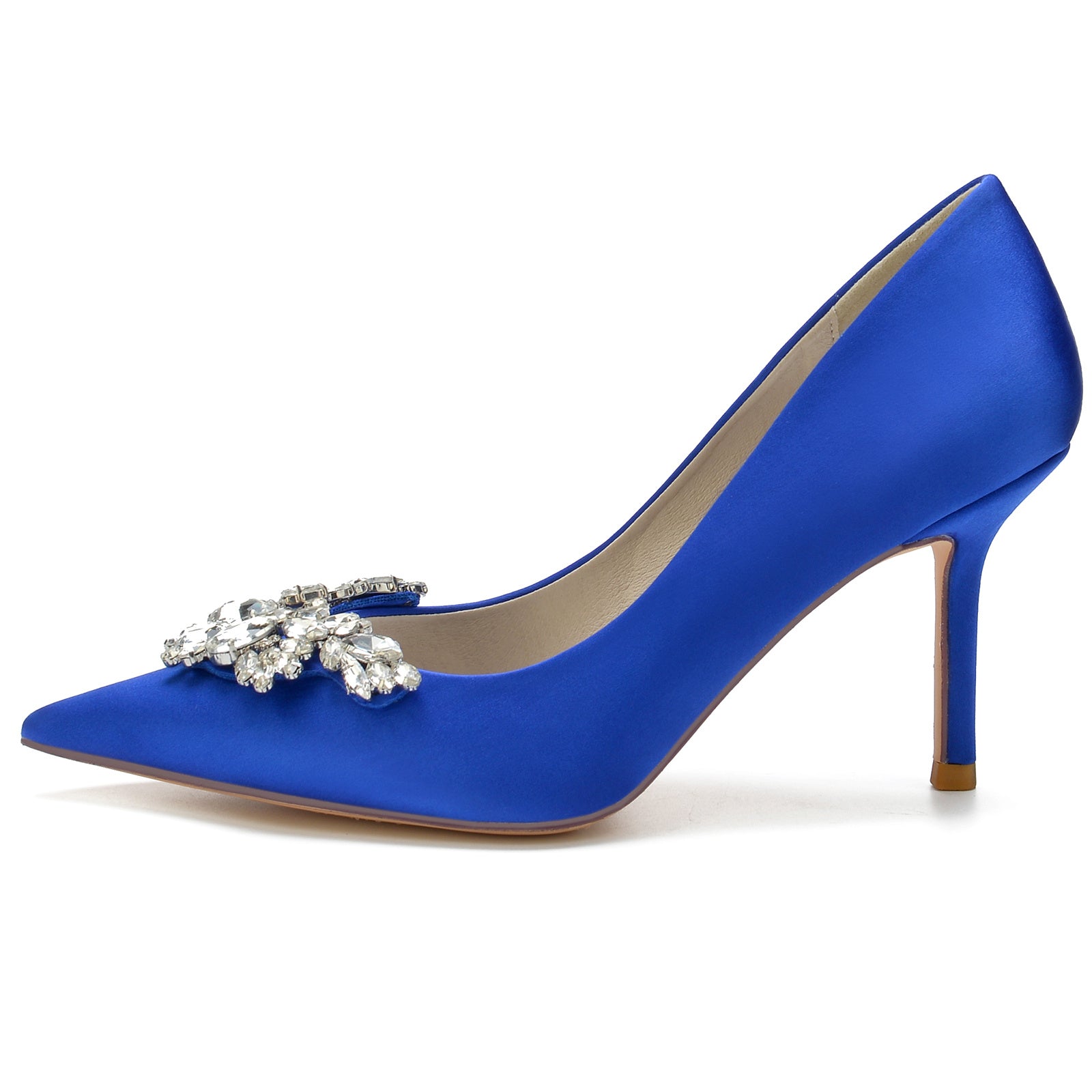 Bridal Stiletto Shoes for Women with Crystal Accents and Silk Satin Finish