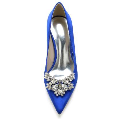 Bridal Stiletto Shoes for Women with Crystal Accents and Silk Satin Finish