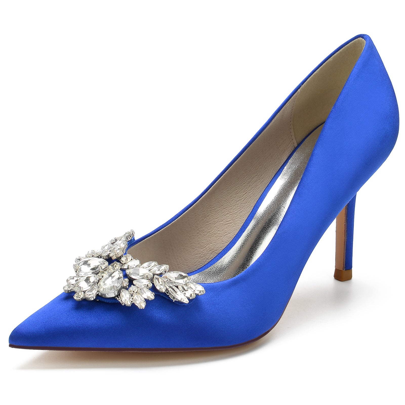 Bridal Stiletto Shoes for Women with Crystal Accents and Silk Satin Finish