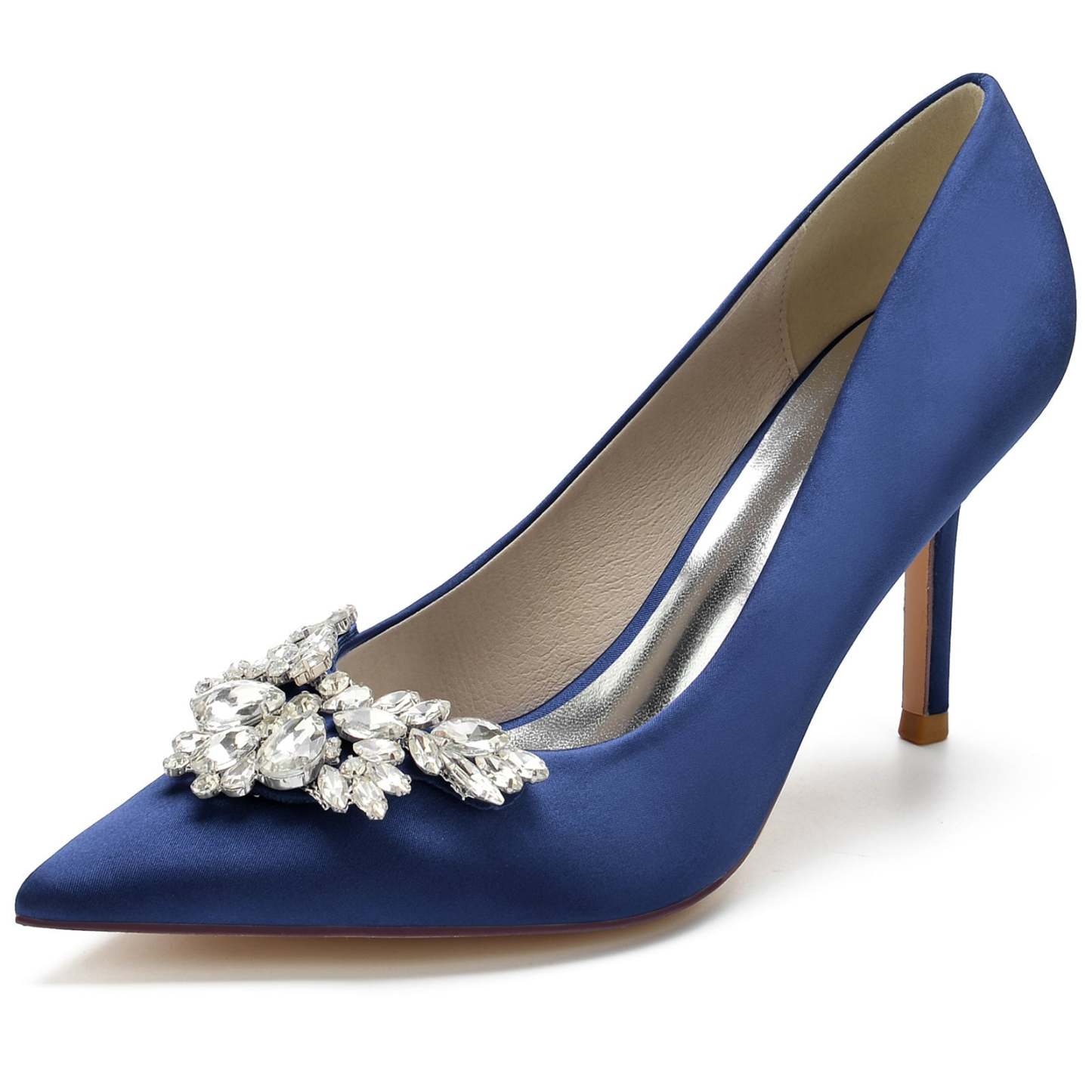 Bridal Stiletto Shoes for Women with Crystal Accents and Silk Satin Finish